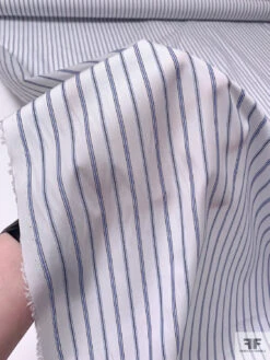 Italian Striped Yarn-Dyed Fine Poplin Cotton Shirting - Blue / White / Black 19 Italian Striped Yarn-Dyed Fine Poplin Cotton Shirting - Blue / White / Black -Fabrics And Fabrics Store 20016 9