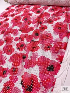 Italian Watercolor Floral Printed Cotton Eyelet - Hot Pinks / Black / White 18 Italian Watercolor Floral Printed Cotton Eyelet - Hot Pinks / Black / White -Fabrics And Fabrics Store 20027 8