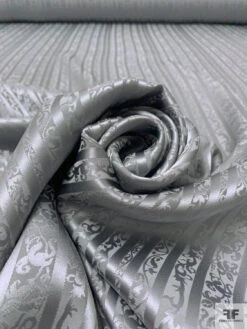 Vines And Striped Jacquard Silk Charmeuse - Grey 15 Vines And Striped Jacquard Silk Charmeuse - Grey -Fabrics And Fabrics Store 20118 3