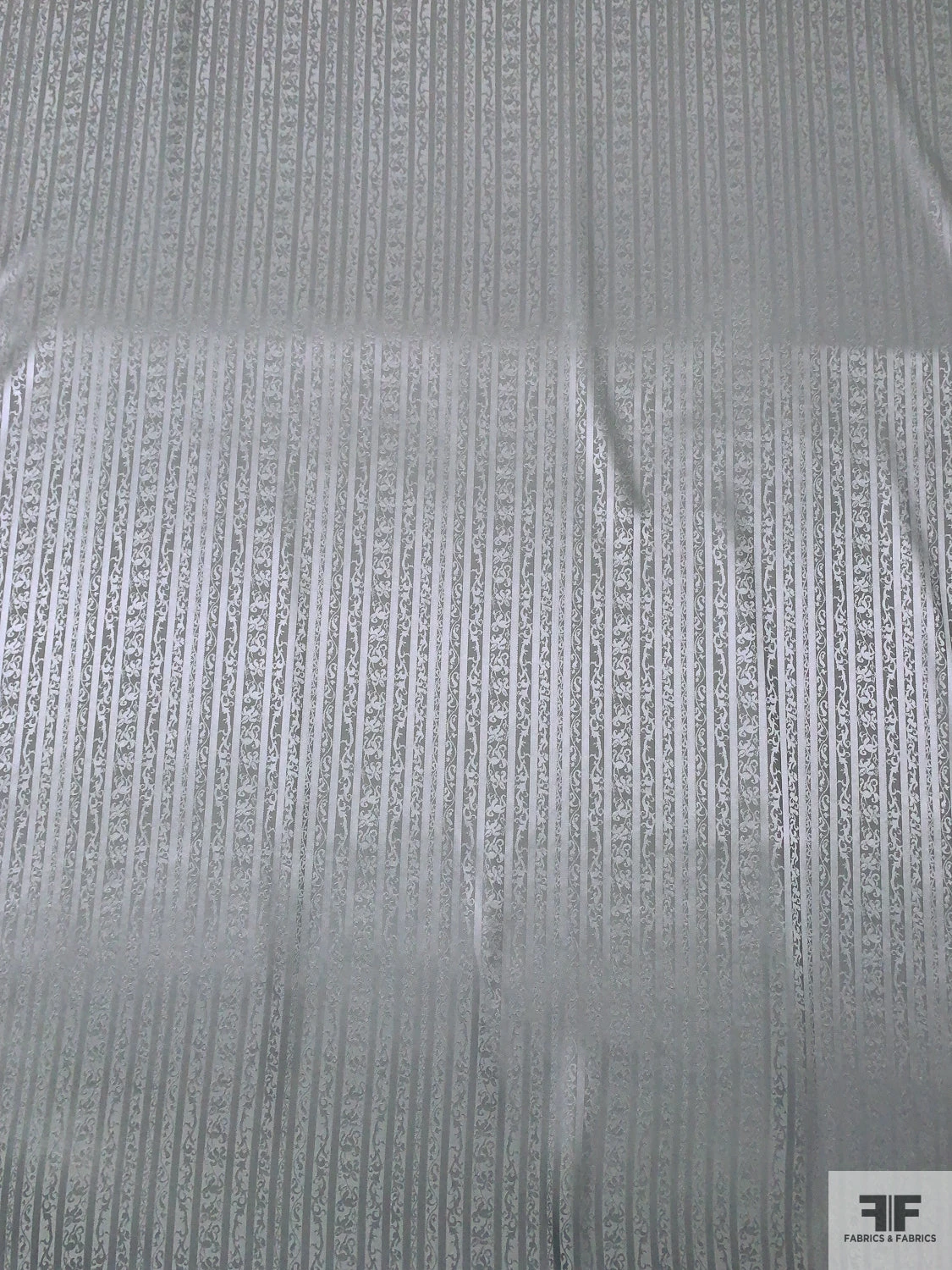 Vines And Striped Jacquard Silk Charmeuse - Grey 7 Vines And Striped Jacquard Silk Charmeuse - Grey - Image 5