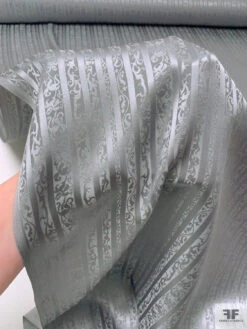 Vines And Striped Jacquard Silk Charmeuse - Grey 20 Vines And Striped Jacquard Silk Charmeuse - Grey -Fabrics And Fabrics Store 20118 9