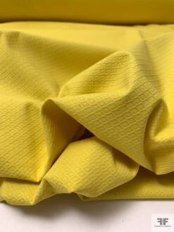 Italian Diamond Dot Stretch Cotton Pique - Mustard Yellow