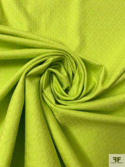 Italian Geometric Star Stretch Jacquard Cotton Twill - Lime Green