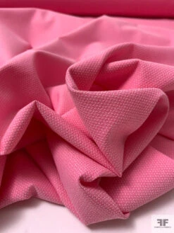 Micro Diamond Dot Stretch Cotton-Blend Pique - Brink Pink / Off-White