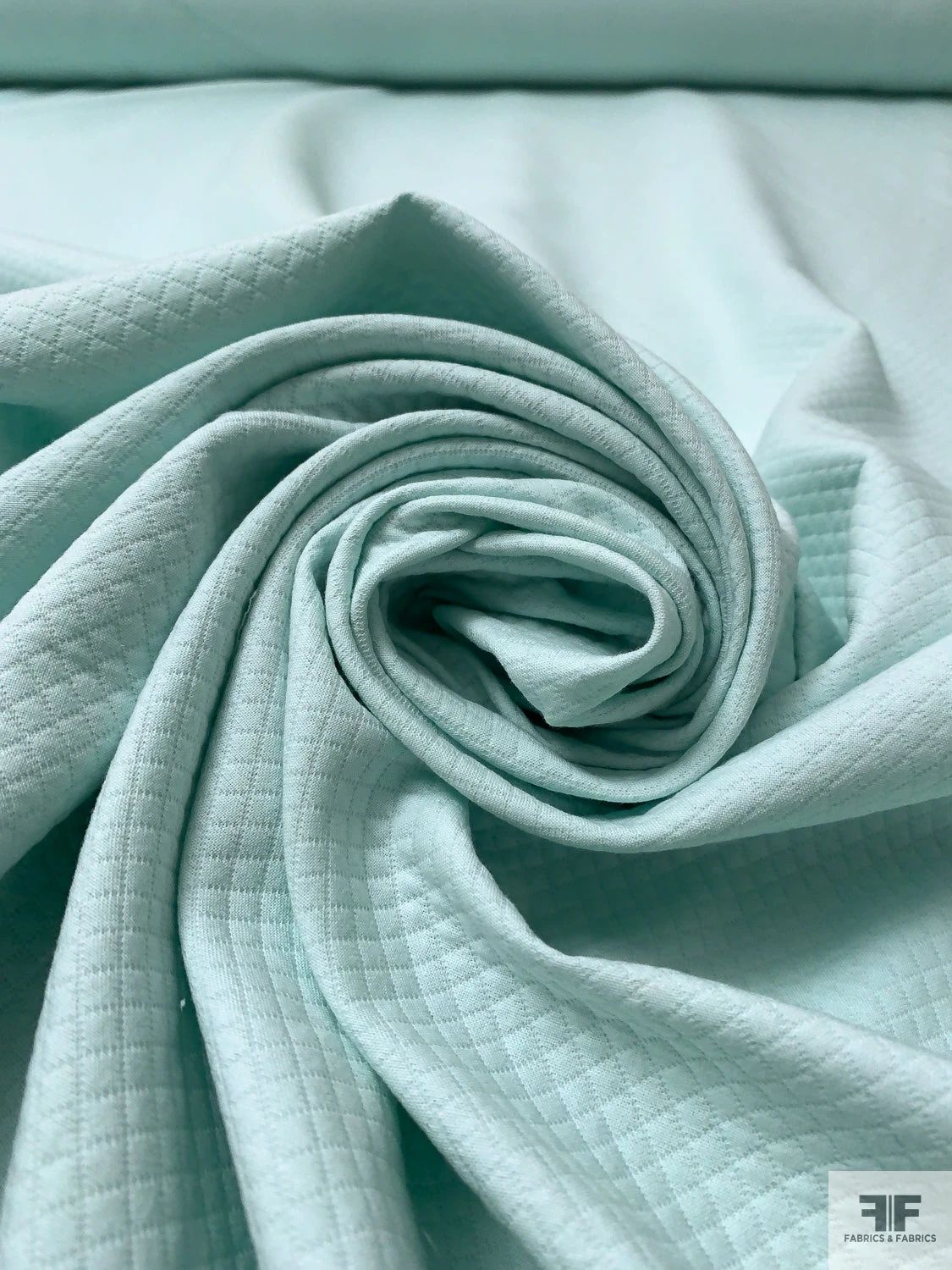 Diamond Grid Cotton-Blend Pique - Pale Blue 6 Diamond Grid Cotton-Blend Pique - Pale Blue - Image 4