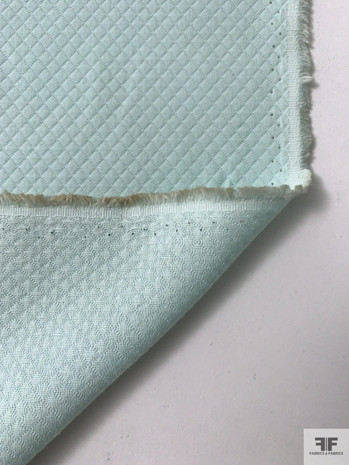 Diamond Grid Cotton-Blend Pique - Pale Blue 4 Diamond Grid Cotton-Blend Pique - Pale Blue - Image 2