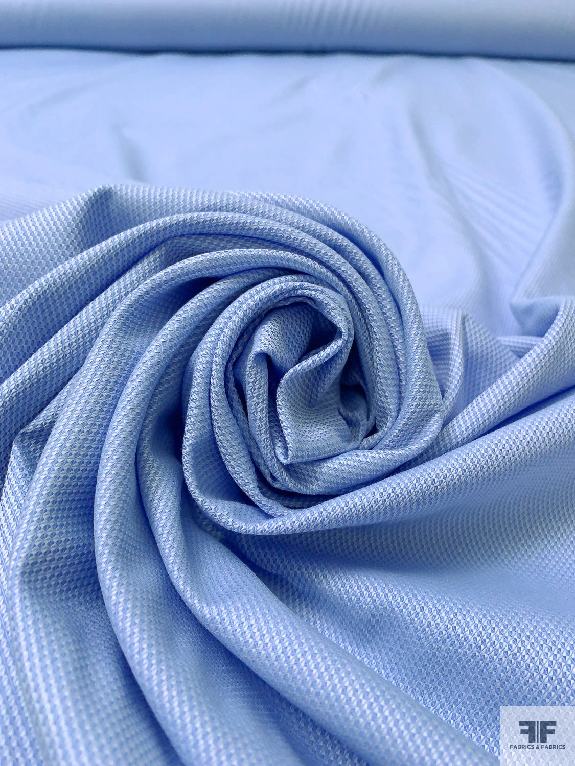 Italian Yarn-Dyed Pique Cotton Shirting - Soft Blue / White 3 Italian Yarn-Dyed Pique Cotton Shirting - Soft Blue / White