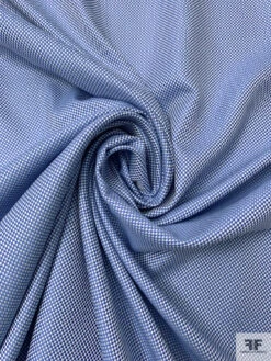 Italian Yarn-Dyed Basketweave Heavy Cotton Shirting - Blue / White -Fabrics And Fabrics Store 20207 2