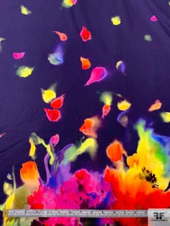 Italian Watercolor Floral Printed Cotton Poplin Panel - Dark Purple / Multicolor -Fabrics And Fabrics Store 20208 4