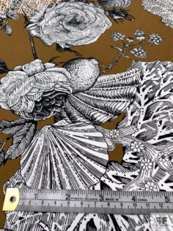 Italian Nautical Floral Printed Cotton Lawn - Sepia Brown / White / Black -Fabrics And Fabrics Store 20211 5