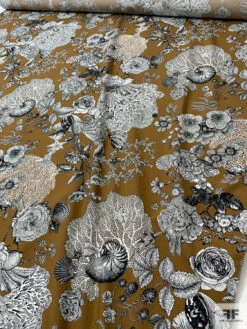Italian Nautical Floral Printed Cotton Lawn - Sepia Brown / White / Black -Fabrics And Fabrics Store 20211 7