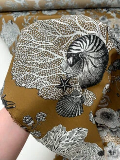 Italian Nautical Floral Printed Cotton Lawn - Sepia Brown / White / Black -Fabrics And Fabrics Store 20211 8