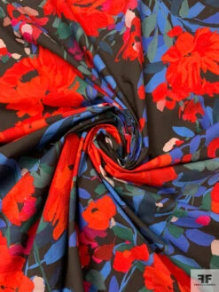 Italian Floral Printed Cotton Lawn - Reds / Blues / Black / Dark Sage 14 Italian Floral Printed Cotton Lawn - Reds / Blues / Black / Dark Sage -Fabrics And Fabrics Store 20214 1