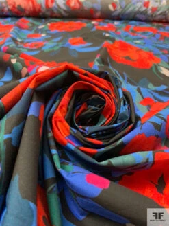 Italian Floral Printed Cotton Lawn - Reds / Blues / Black / Dark Sage 15 Italian Floral Printed Cotton Lawn - Reds / Blues / Black / Dark Sage -Fabrics And Fabrics Store 20214 3