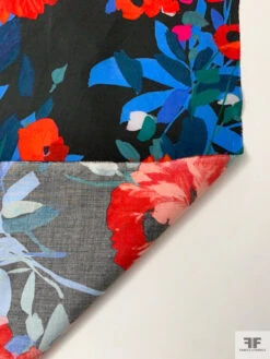 Italian Floral Printed Cotton Lawn - Reds / Blues / Black / Dark Sage 18 Italian Floral Printed Cotton Lawn - Reds / Blues / Black / Dark Sage -Fabrics And Fabrics Store 20214 7