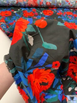 Italian Floral Printed Cotton Lawn - Reds / Blues / Black / Dark Sage 19 Italian Floral Printed Cotton Lawn - Reds / Blues / Black / Dark Sage -Fabrics And Fabrics Store 20214 9