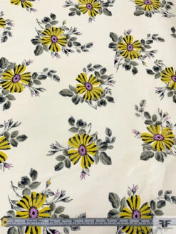 Italian Floral Printed Plain-Weave Heavy Cotton - Goldenrod Yellow / Orchid / Dusty Olive / Cream 14 Italian Floral Printed Plain-Weave Heavy Cotton - Goldenrod Yellow / Orchid / Dusty Olive / Cream -Fabrics And Fabrics Store 20217 5