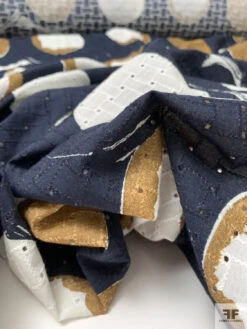 Italian Circles Printed Cotton Eyelet - Navy / White / Tuscan Tan 19 Italian Circles Printed Cotton Eyelet - Navy / White / Tuscan Tan -Fabrics And Fabrics Store 20218 9