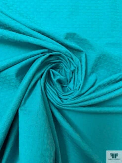 Italian Circle Lattice Stretch Jacquard Cotton Twill - Turquoise 12 Italian Circle Lattice Stretch Jacquard Cotton Twill - Turquoise -Fabrics And Fabrics Store 20220 2