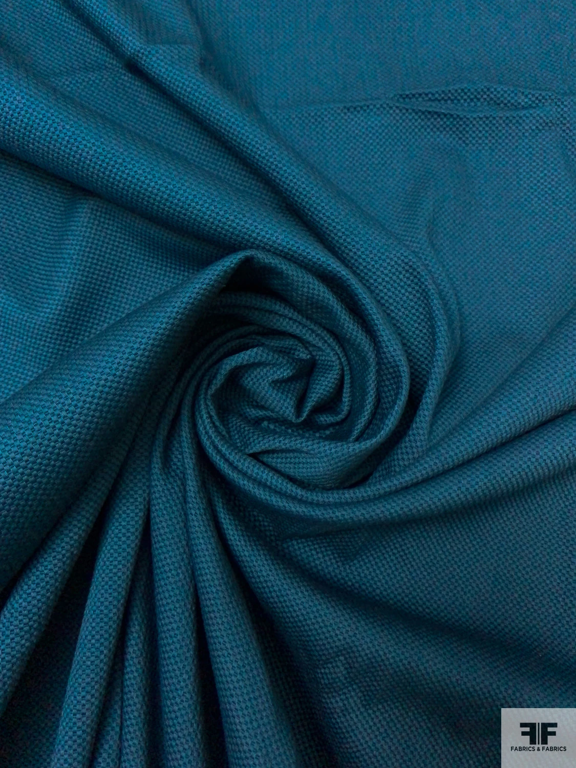 Solid Stretch Cotton Pique - Navy-Teal 5 Solid Stretch Cotton Pique - Navy-Teal - Image 3