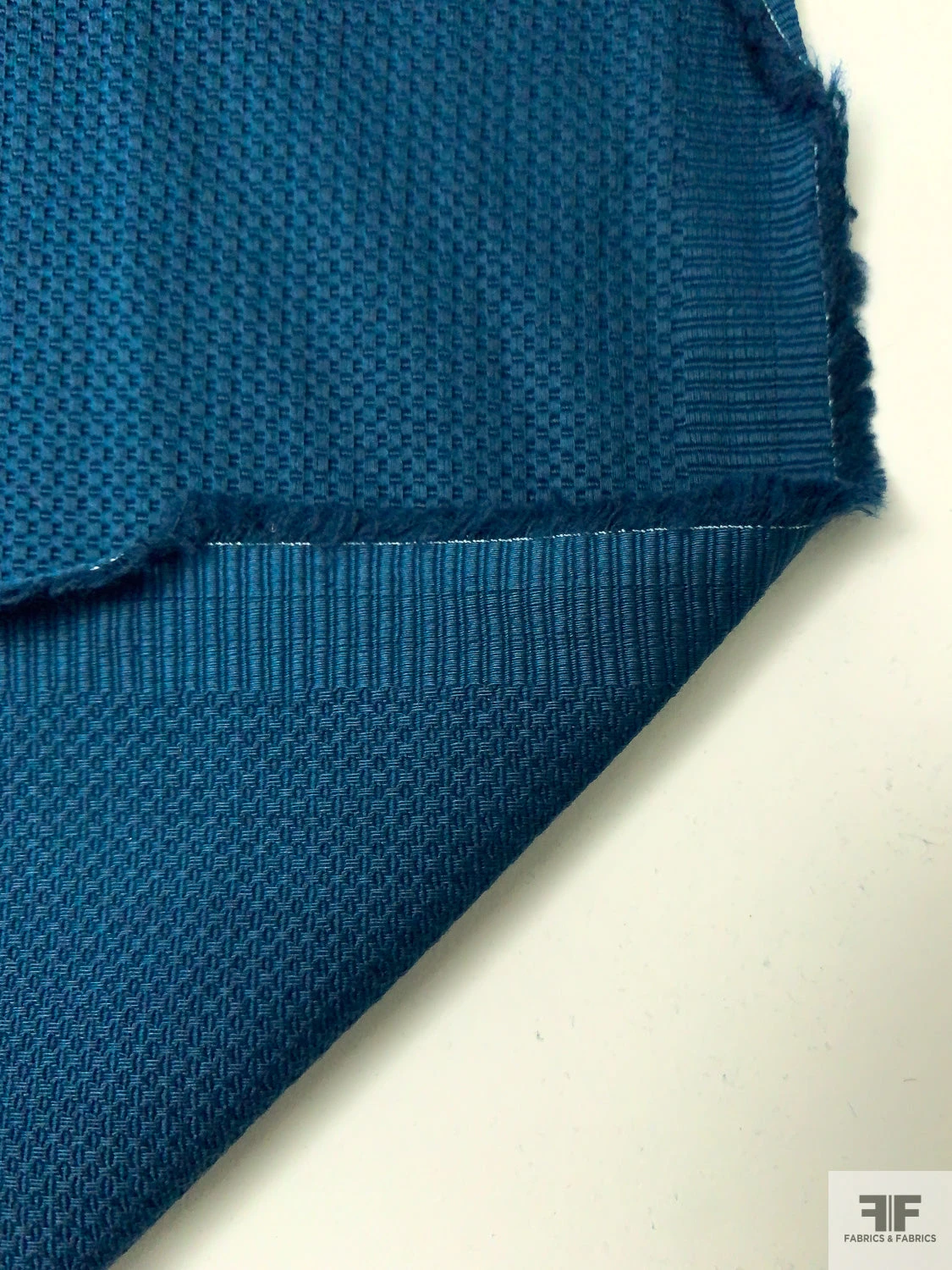 Solid Stretch Cotton Pique - Navy-Teal 6 Solid Stretch Cotton Pique - Navy-Teal - Image 4