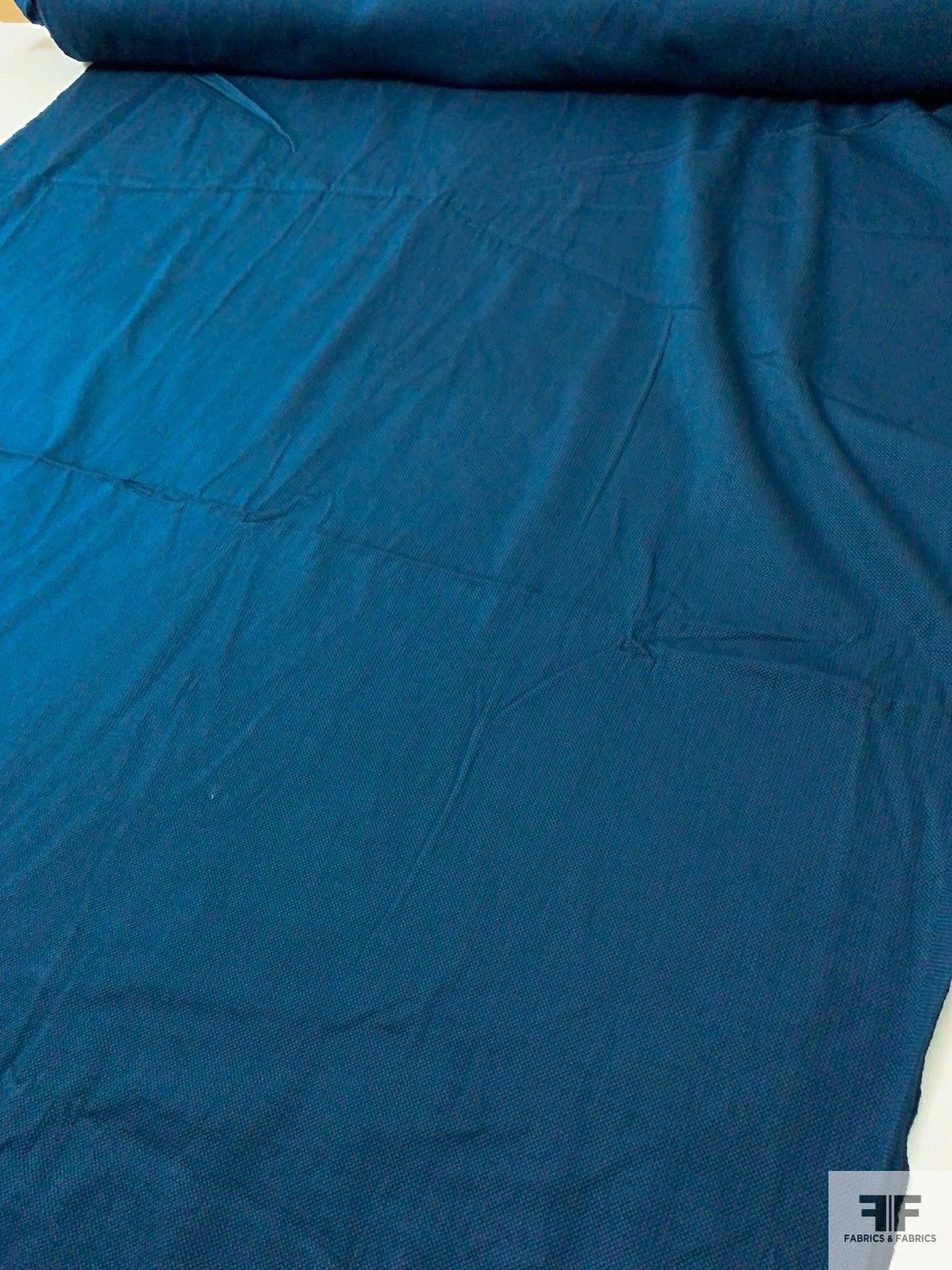 Solid Stretch Cotton Pique - Navy-Teal 7 Solid Stretch Cotton Pique - Navy-Teal - Image 5