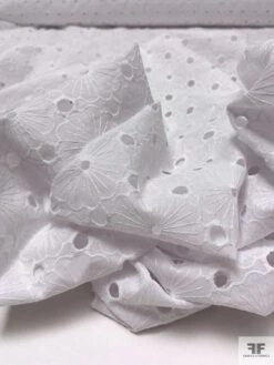 Double-Scalloped Floral Embroidered Cotton-Blend Eyelet - White 19 Double-Scalloped Floral Embroidered Cotton-Blend Eyelet - White -Fabrics And Fabrics Store 20252 9