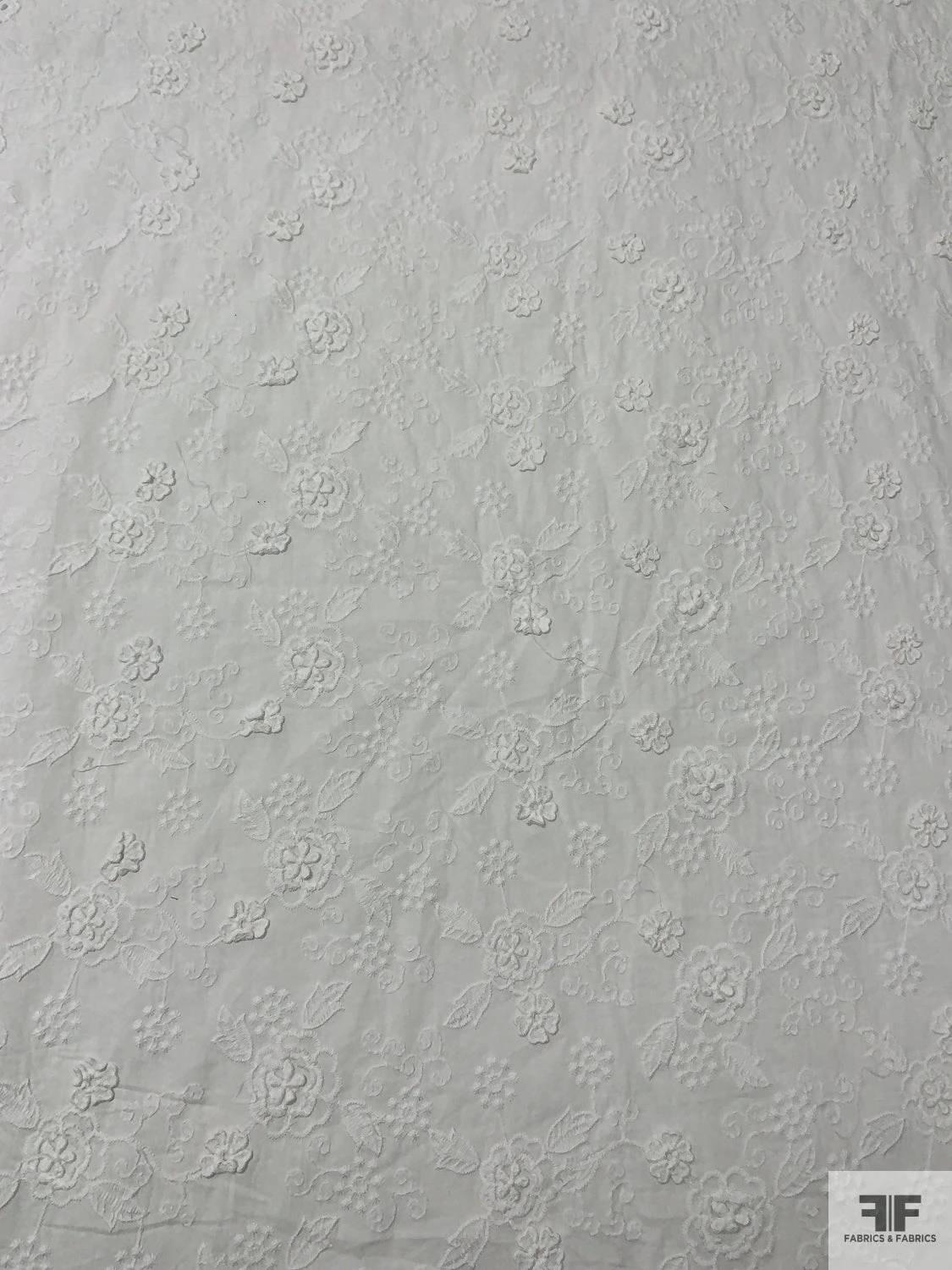 3-Dimensional Floral Embroidered Cotton - Off-White 8 3-Dimensional Floral Embroidered Cotton - Off-White - Image 6