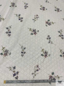 Floral Stems Printed Embroidered Cotton Eyelet - Off-White / Multicolor -Fabrics And Fabrics Store 20256 4
