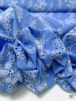 Leaf And Floral Embroidered Cotton Eyelet - Carolina Blue / White 21 Leaf And Floral Embroidered Cotton Eyelet - Carolina Blue / White -Fabrics And Fabrics Store 20258 10