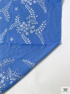 Leaf And Floral Embroidered Cotton Eyelet - Carolina Blue / White 19 Leaf And Floral Embroidered Cotton Eyelet - Carolina Blue / White -Fabrics And Fabrics Store 20258 7