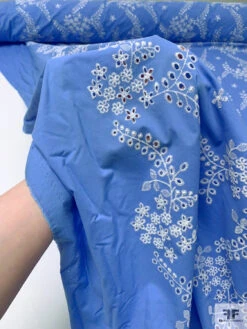 Leaf And Floral Embroidered Cotton Eyelet - Carolina Blue / White 20 Leaf And Floral Embroidered Cotton Eyelet - Carolina Blue / White -Fabrics And Fabrics Store 20258 9