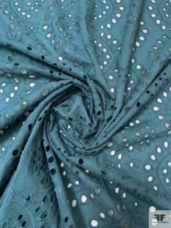 Embroidered Cotton Eyelet - Dusty Turquoise -Fabrics And Fabrics Store 20261 1