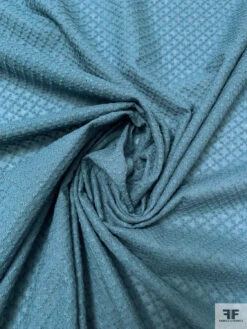 Crosshatch Grid Embroidered Cotton - Dusty Turquoise