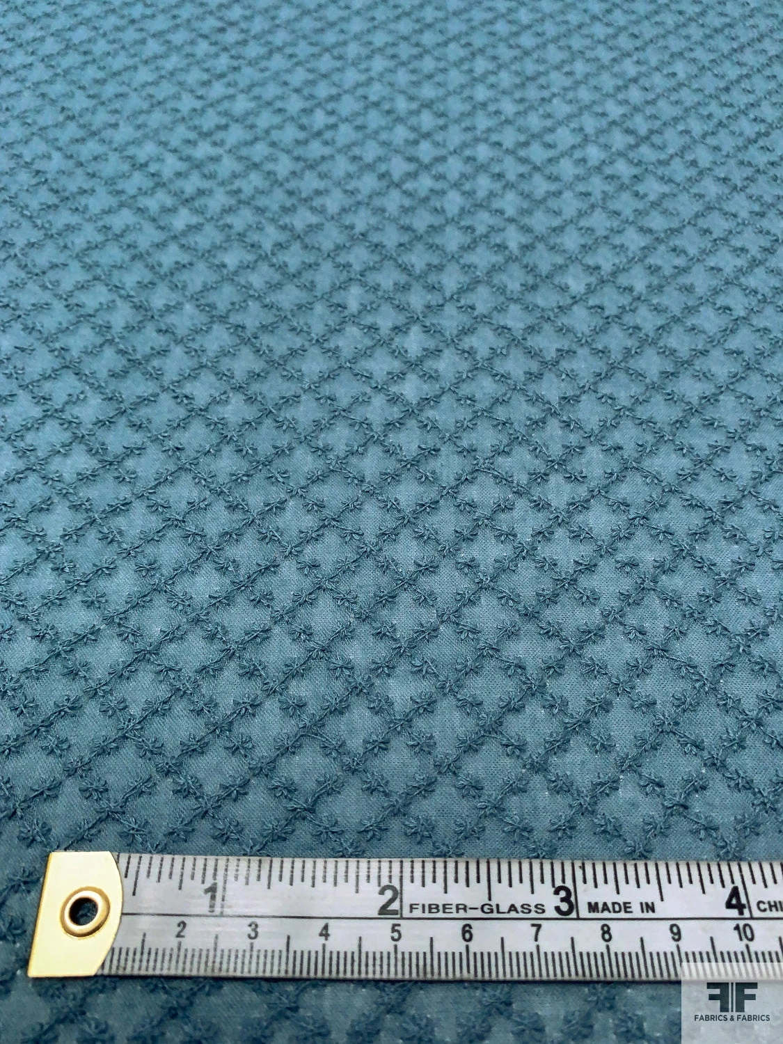 Crosshatch Grid Embroidered Cotton - Dusty Turquoise 4 Crosshatch Grid Embroidered Cotton - Dusty Turquoise - Image 2