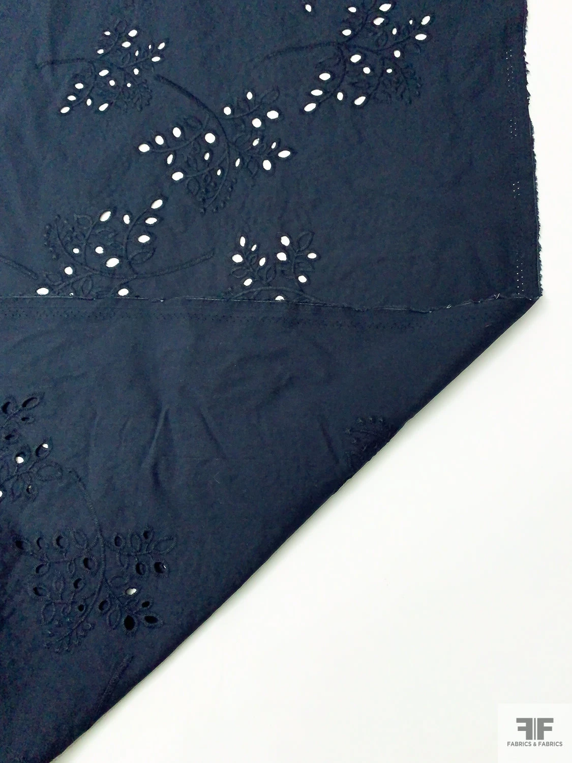 Floral Stems Embroidered Cotton Eyelet - Navy 10 Floral Stems Embroidered Cotton Eyelet - Navy - Image 8