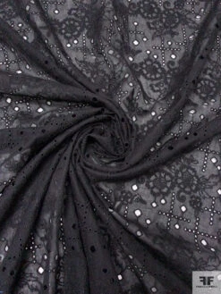 Unique Floral Embroidered Cotton Eyelet - Black 14 Unique Floral Embroidered Cotton Eyelet - Black -Fabrics And Fabrics Store 20264 2
