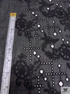 Unique Floral Embroidered Cotton Eyelet - Black 19 Unique Floral Embroidered Cotton Eyelet - Black -Fabrics And Fabrics Store 20264 7