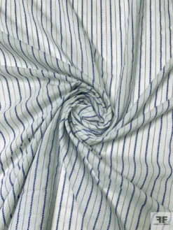 Vertical Striped Yarn-Dyed Silk-Cotton Soft Shirting - Off-White / Blue