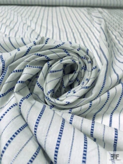 Vertical Striped Yarn-Dyed Silk-Cotton Soft Shirting - Off-White / Blue 14 Vertical Striped Yarn-Dyed Silk-Cotton Soft Shirting - Off-White / Blue -Fabrics And Fabrics Store 20267 3