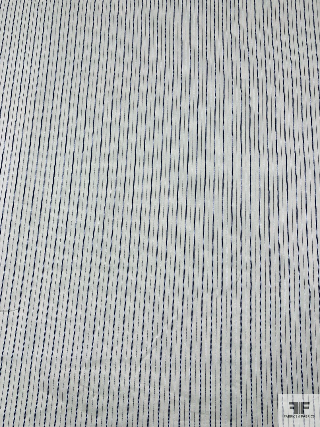 Vertical Striped Yarn-Dyed Silk-Cotton Soft Shirting - Off-White / Blue 7 Vertical Striped Yarn-Dyed Silk-Cotton Soft Shirting - Off-White / Blue - Image 5
