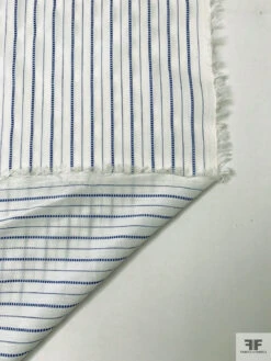 Vertical Striped Yarn-Dyed Silk-Cotton Soft Shirting - Off-White / Blue 17 Vertical Striped Yarn-Dyed Silk-Cotton Soft Shirting - Off-White / Blue -Fabrics And Fabrics Store 20267 7