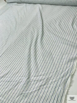 Vertical Striped Yarn-Dyed Silk-Cotton Soft Shirting - Off-White / Blue 18 Vertical Striped Yarn-Dyed Silk-Cotton Soft Shirting - Off-White / Blue -Fabrics And Fabrics Store 20267 8