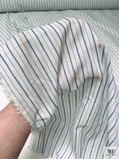 Vertical Striped Yarn-Dyed Silk-Cotton Soft Shirting - Off-White / Blue 19 Vertical Striped Yarn-Dyed Silk-Cotton Soft Shirting - Off-White / Blue -Fabrics And Fabrics Store 20267 9