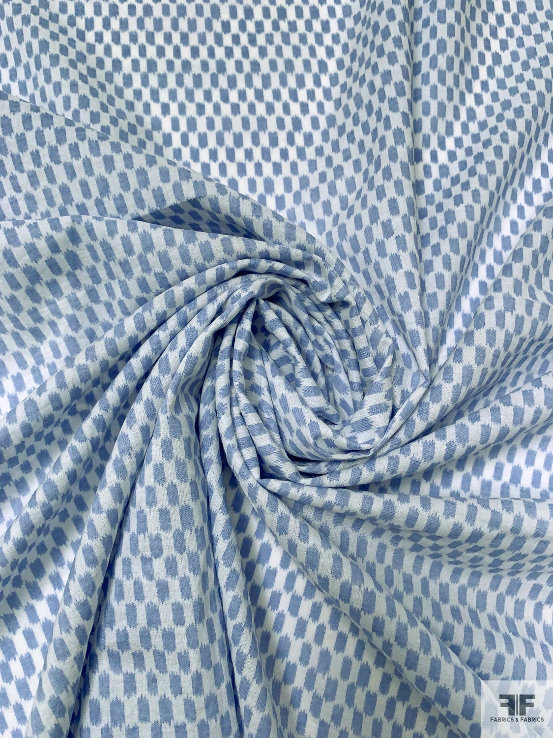 Small Graphic Lightweight Printed Cotton Lawn - Blue-Grey / Off-White 5 Small Graphic Lightweight Printed Cotton Lawn - Blue-Grey / Off-White - Image 3