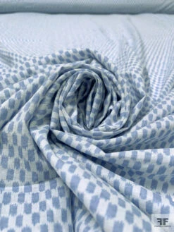 Small Graphic Lightweight Printed Cotton Lawn - Blue-Grey / Off-White