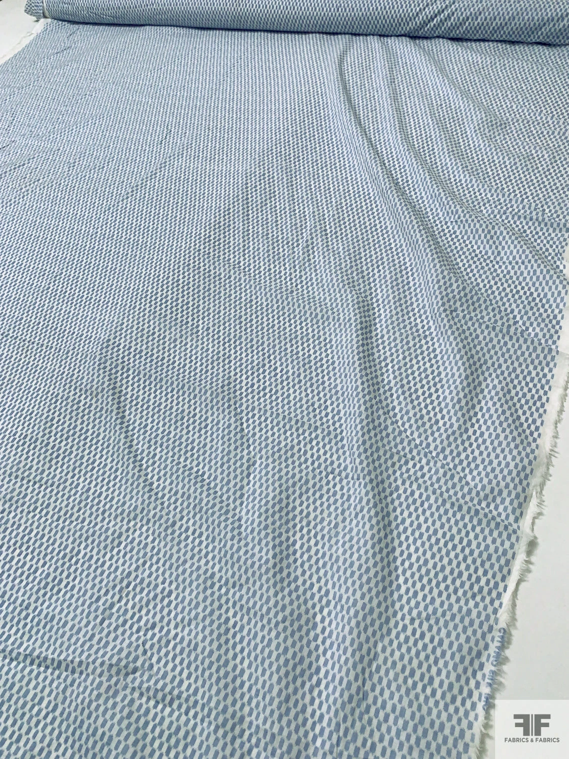 Small Graphic Lightweight Printed Cotton Lawn - Blue-Grey / Off-White 10 Small Graphic Lightweight Printed Cotton Lawn - Blue-Grey / Off-White - Image 8