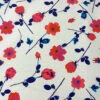 Italian Vibrant Floral Printed Cotton Shirting - Hot Coral / Magenta / Blue / Off-White