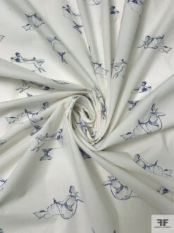 Italian Nude Pose Toile-Like Printed Cotton Lawn - Off-White / Blue 14 Italian Nude Pose Toile-Like Printed Cotton Lawn - Off-White / Blue -Fabrics And Fabrics Store 20270 1