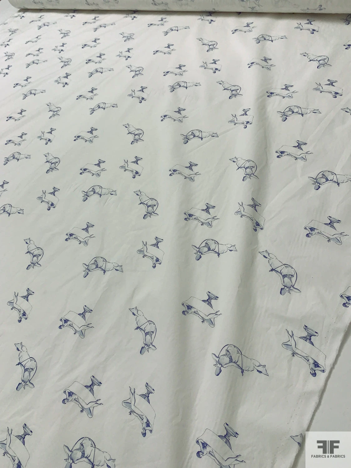 Italian Nude Pose Toile-Like Printed Cotton Lawn - Off-White / Blue 10 Italian Nude Pose Toile-Like Printed Cotton Lawn - Off-White / Blue - Image 8